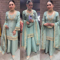 Designer Embroidered Plazzo Suit (Sky) UNV-ST-001