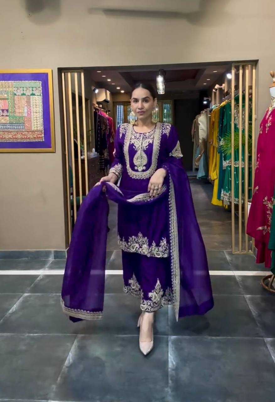 Chinon Silk Suit (Violet) UNV-ST-004