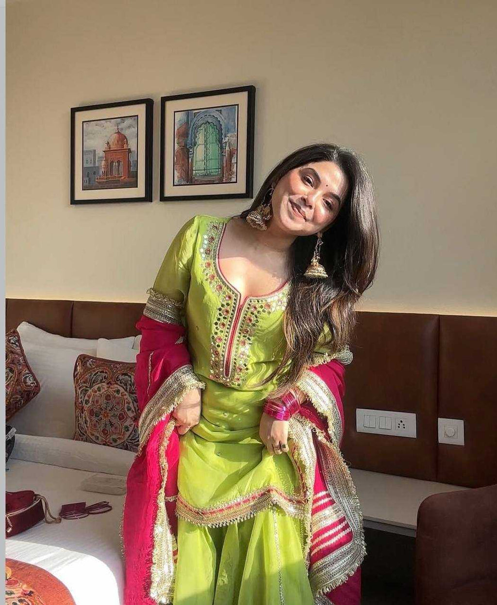 Chinon Embroidered Sharara Salwar Suit UNV-ST-046