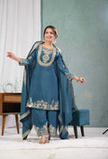 Chinon Silk Suit (Peacock Blue) UNV-ST-004