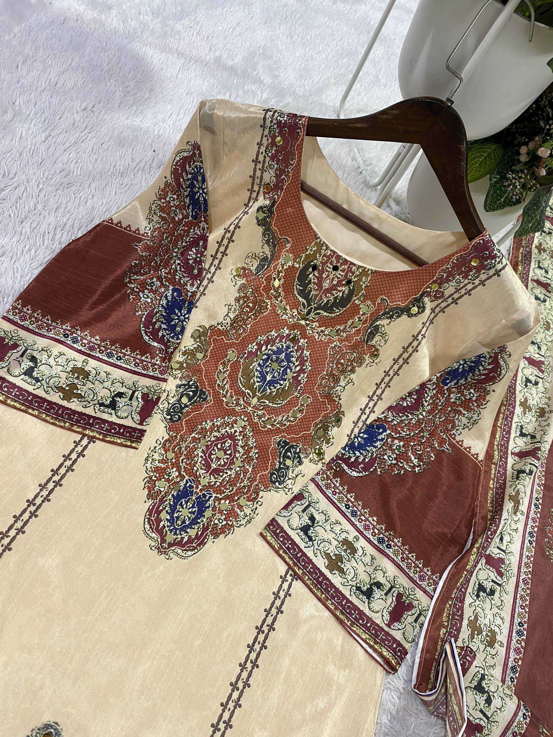 Printed Chinon Silk Suit UNV-ST-012