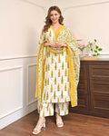 Cotton Printed Suit (Yellow) UNV-ST-021