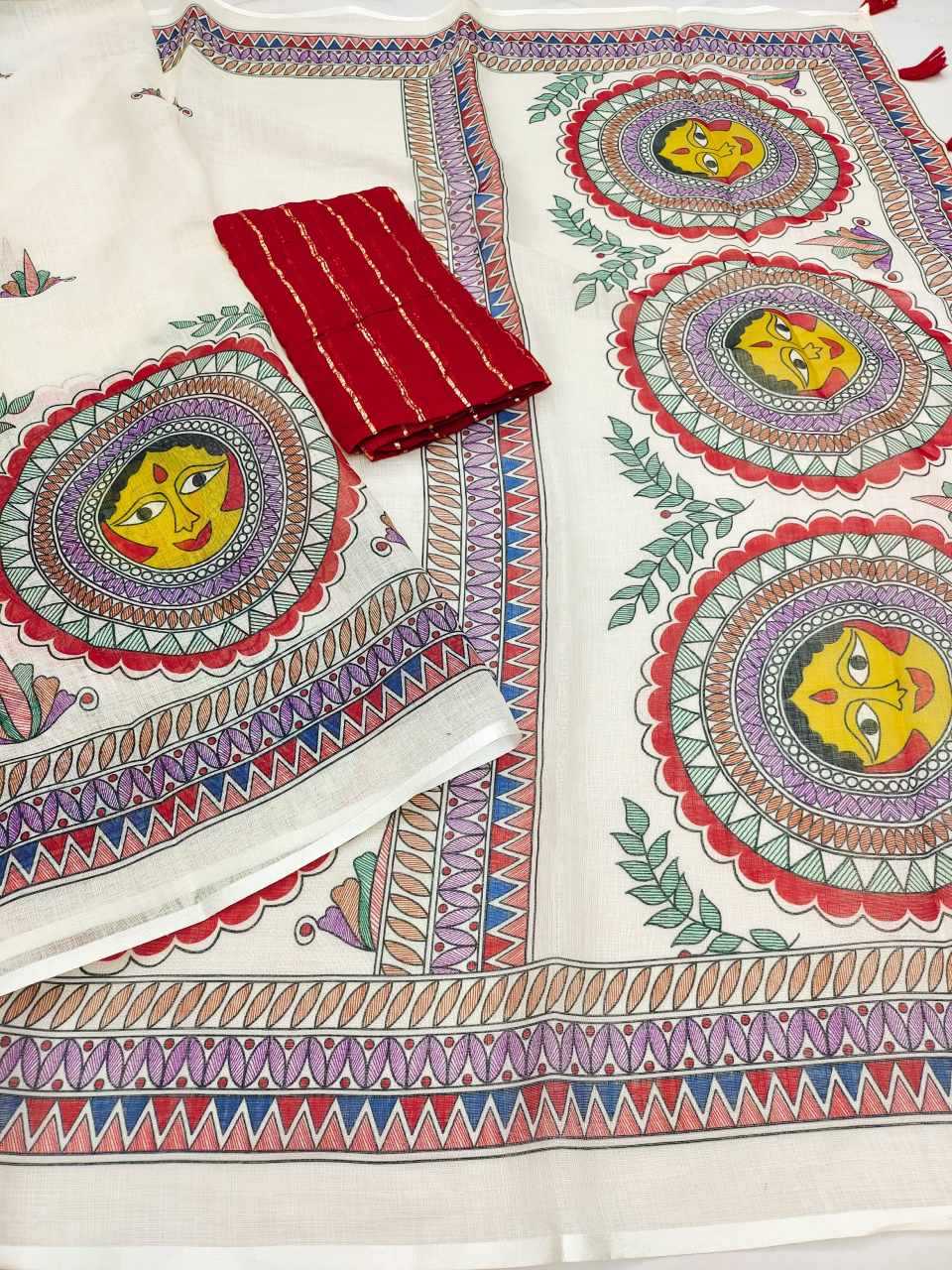 Madhubani Printed Cotton Saree-UNV-SR-006