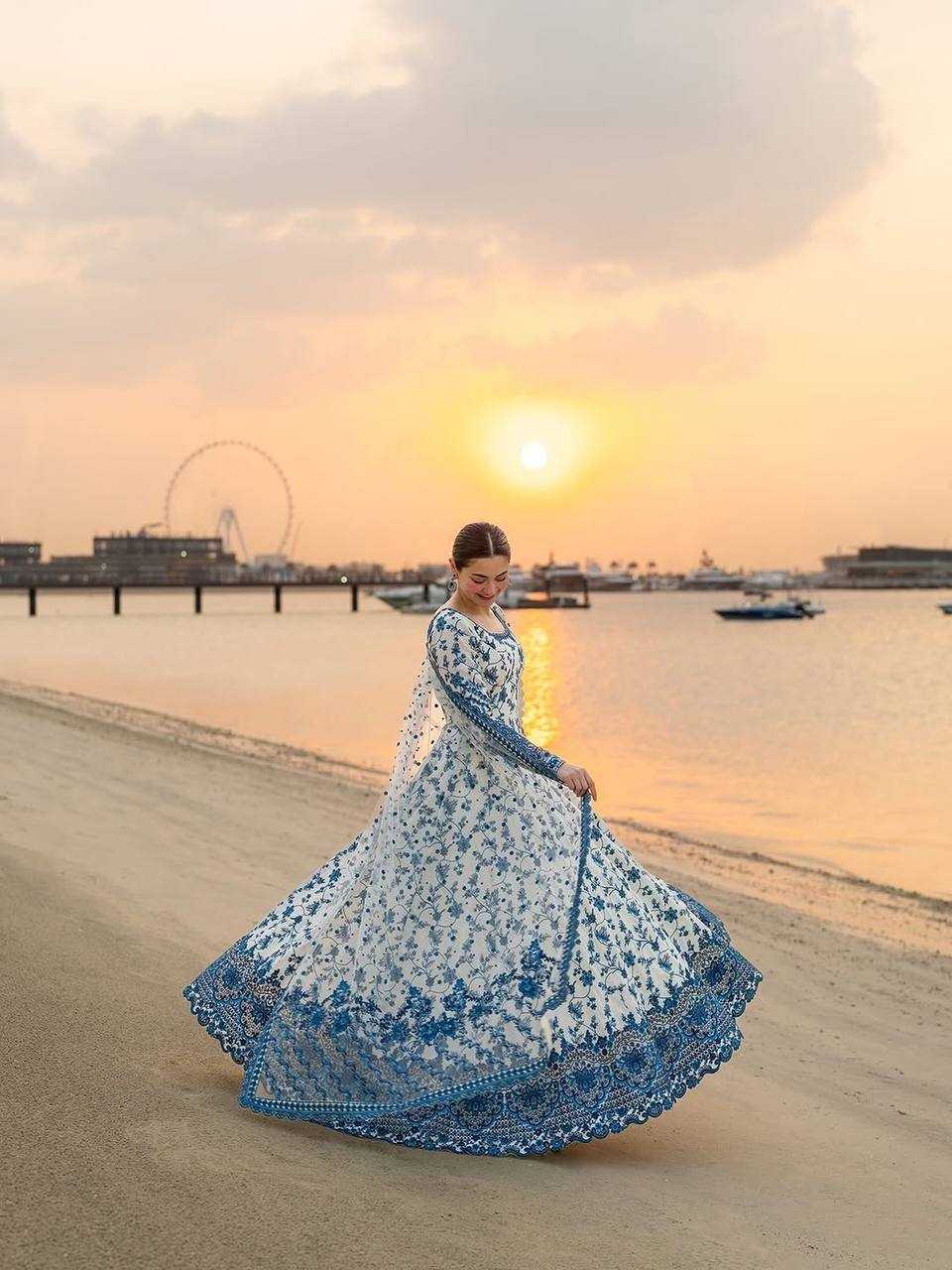 Georgette Embroidered Gown (Blue) UNV-GN-002