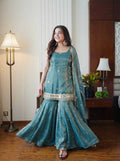 Fendy Embroidered Sharara Salwar Suit (Sky Blue) UNV-ST-027