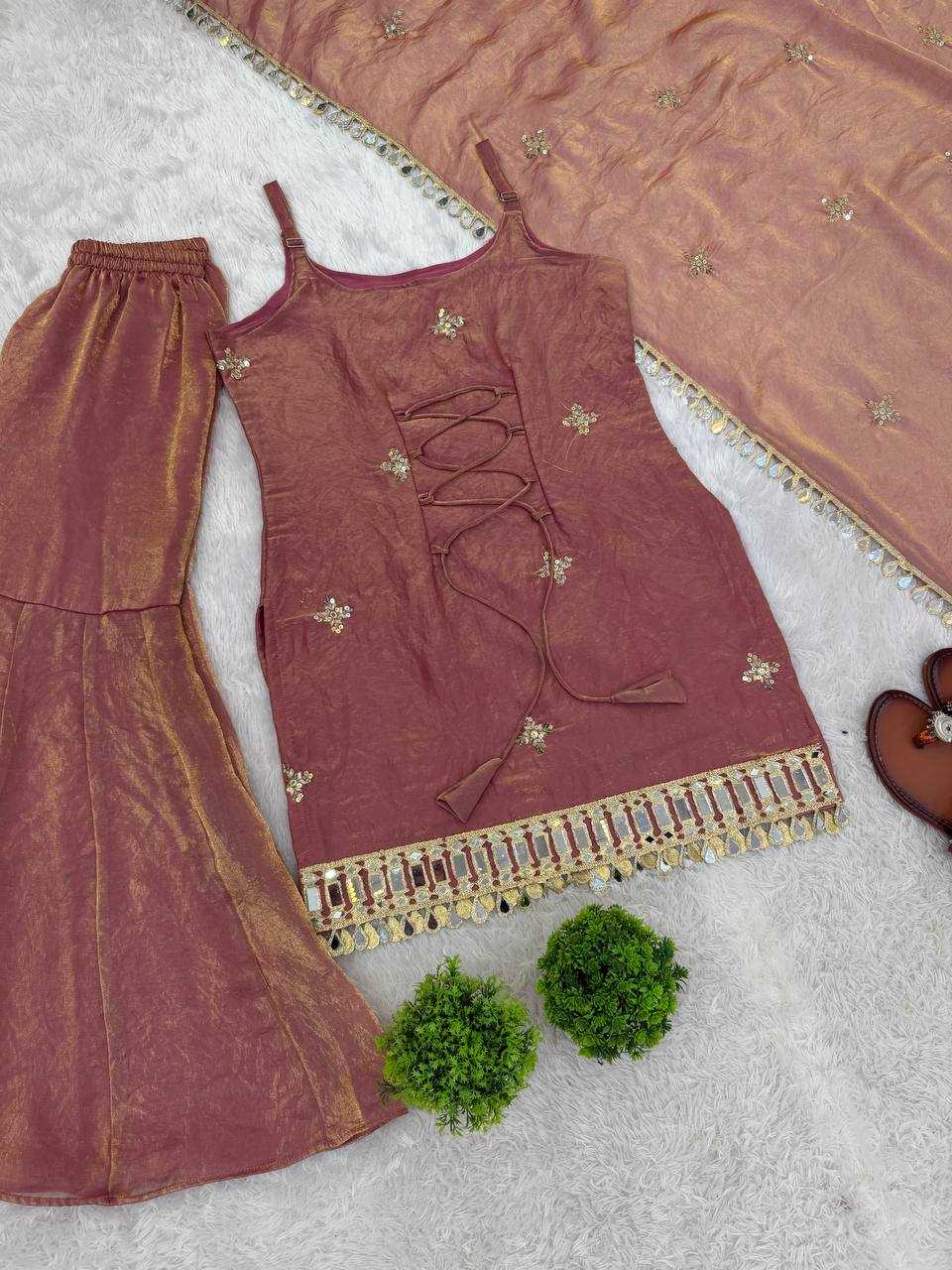 Fendy Embroidered Sharara Salwar Suit (Maroon) UNV-ST-027