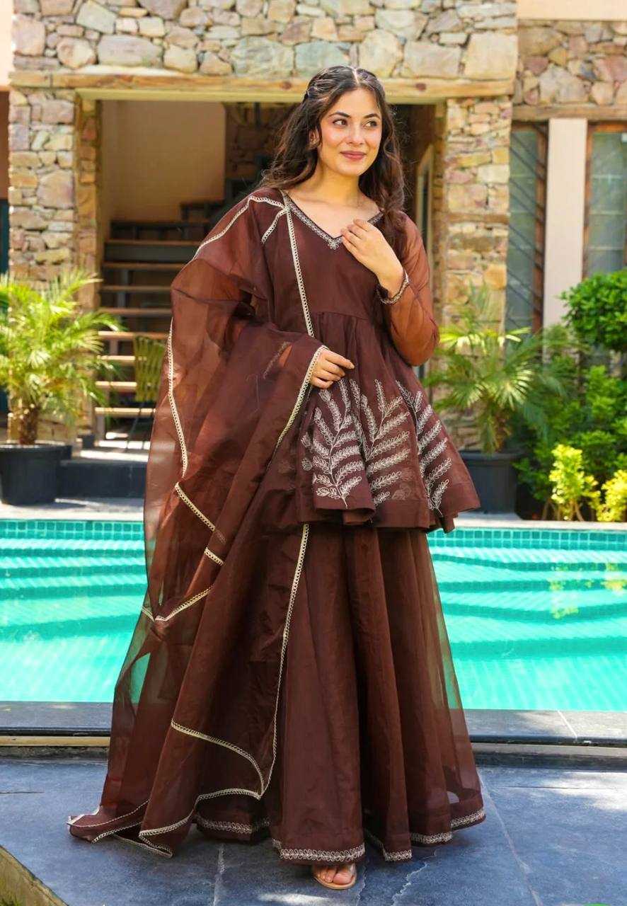 Georgette Embroidered Sharara Salwar Suit UNV-ST-050
