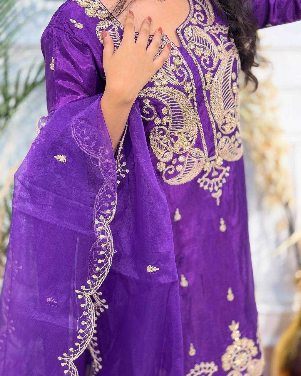 Heavy Chinon Embroidered Sharara Salwar Suit UNV-ST-044