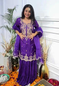 Heavy Chinon Embroidered Sharara Salwar Suit UNV-ST-044