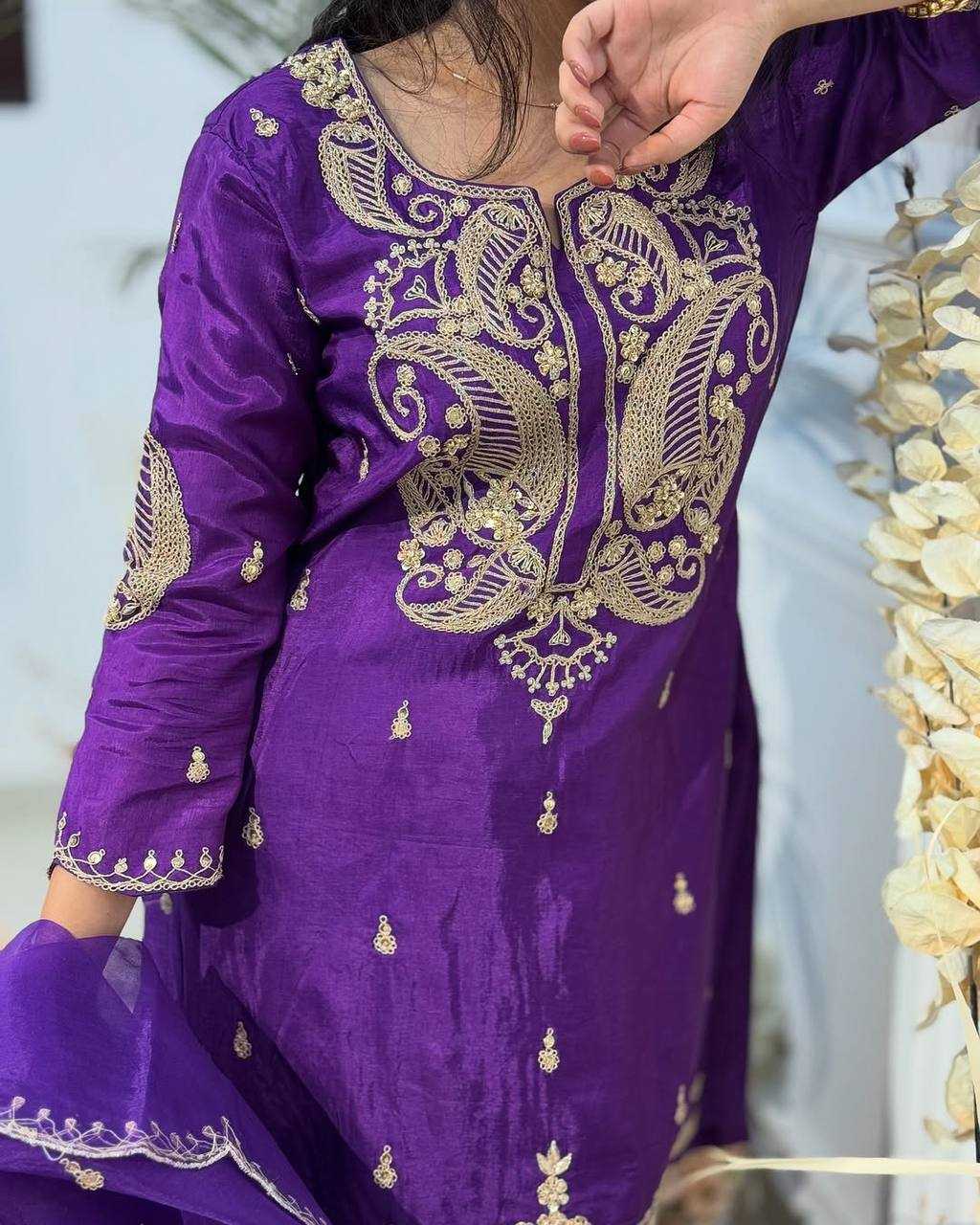 Heavy Chinon Embroidered Sharara Salwar Suit UNV-ST-044