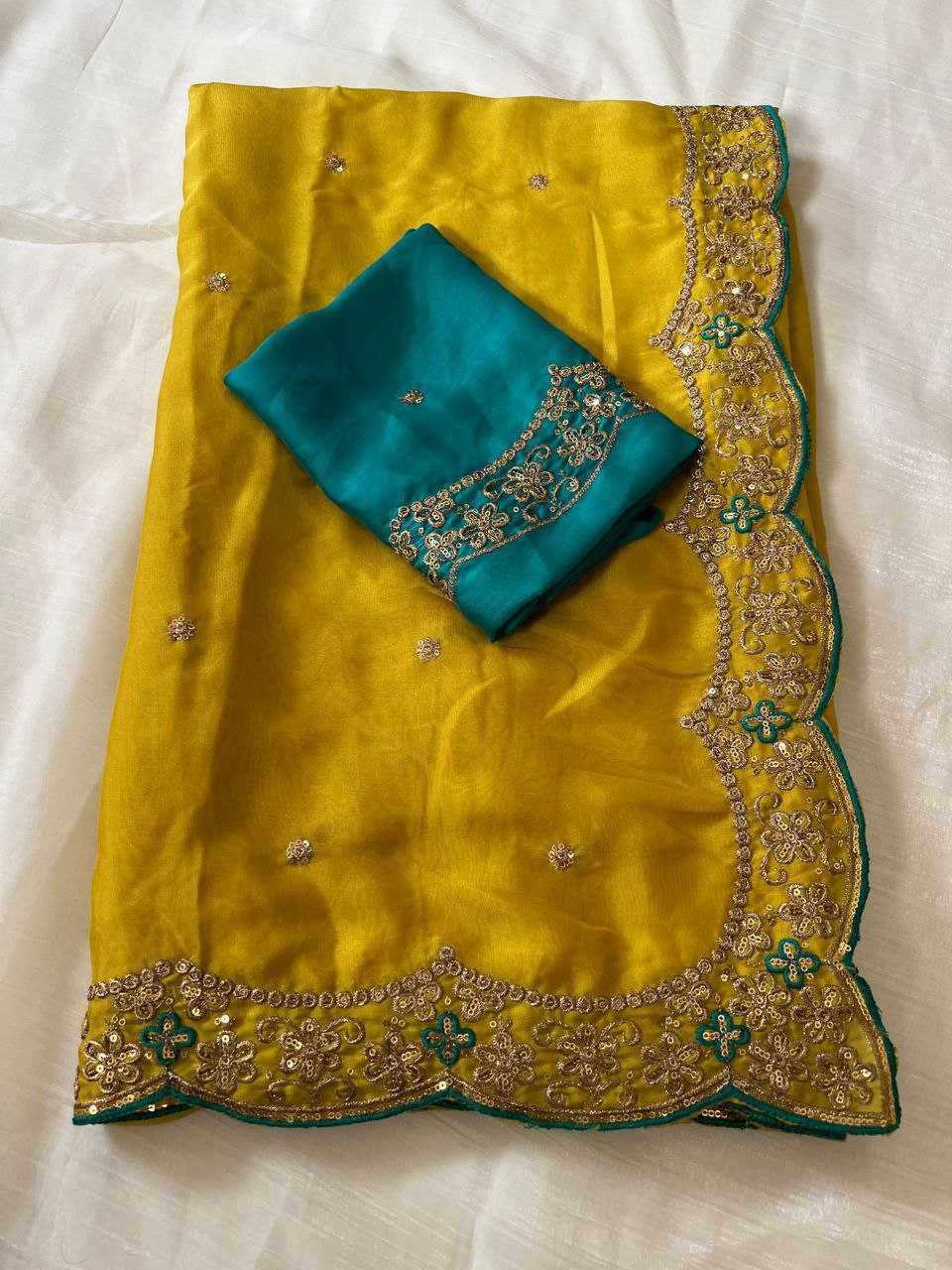 Rangoli Silk Butta Embroidered saree (Mustard) UNV-SR-008