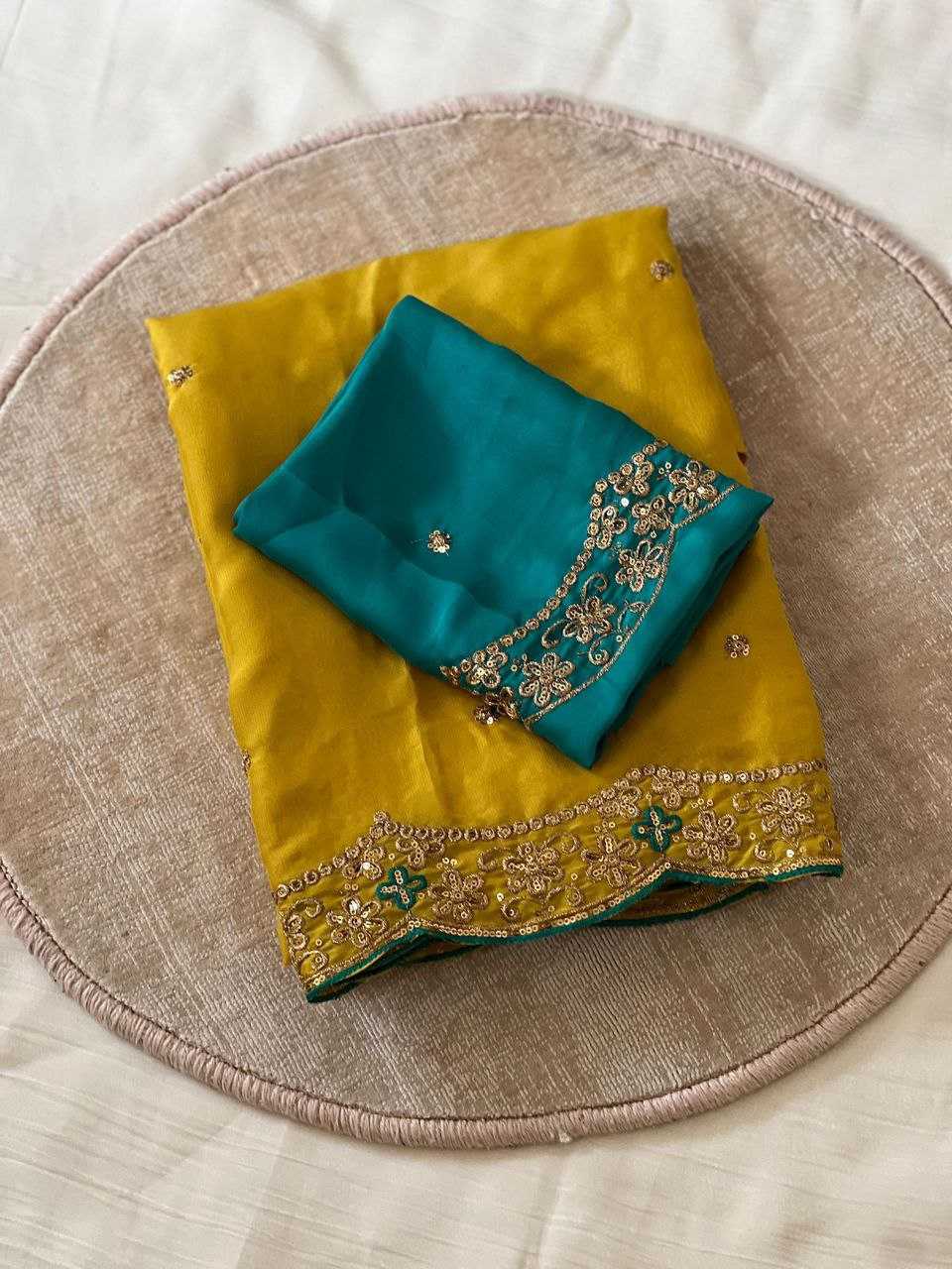 Rangoli Silk Butta Embroidered saree (Mustard) UNV-SR-008