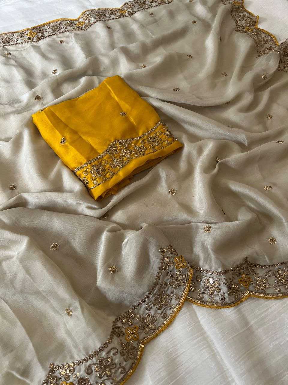 Rangoli Silk Butta Embroidered saree (Beige) UNV-SR-008