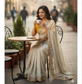 Rangoli Silk Butta Embroidered saree (Beige) UNV-SR-008