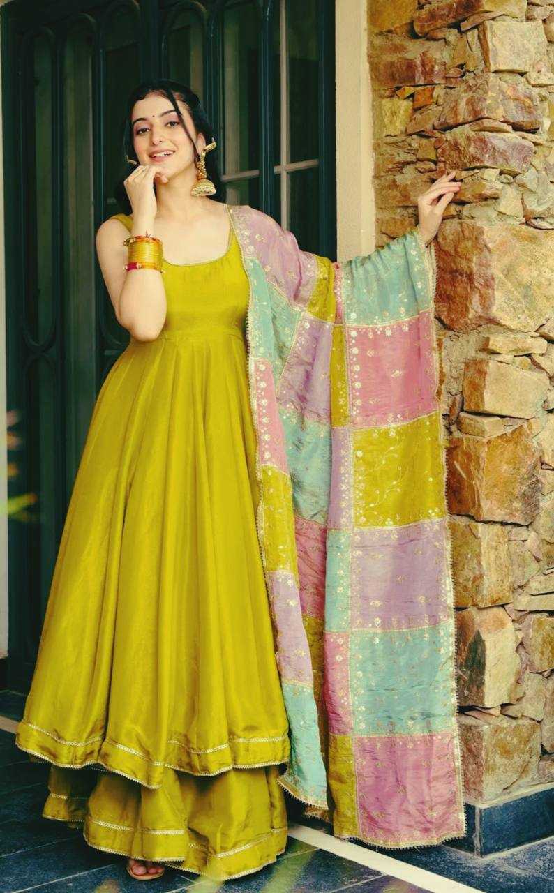 Shimmer Silk Embroidered Palazzo Suit UNV-ST-030