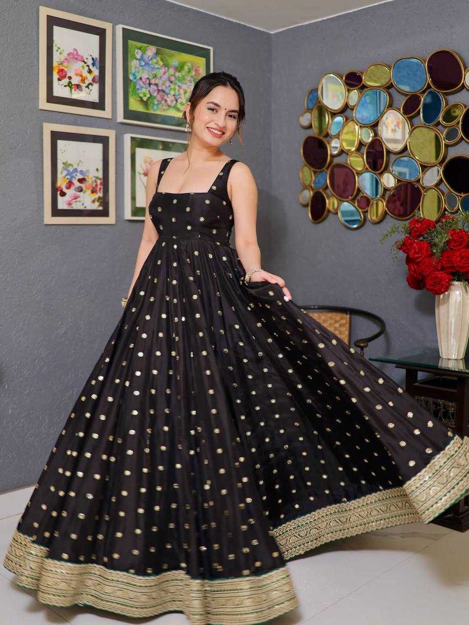 Silk Embroidered Anarkali Sleeveless Suit UNV-ST-025