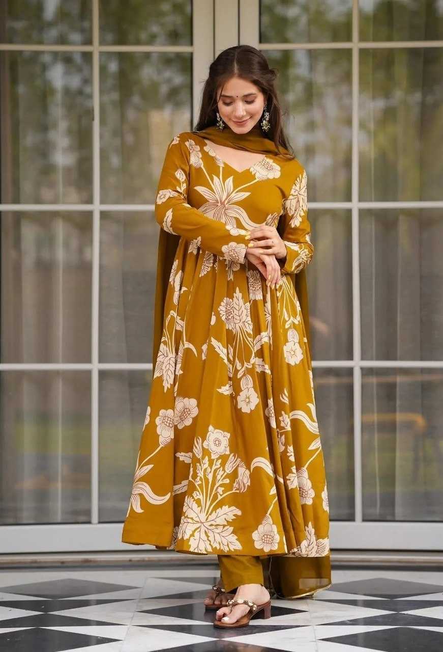 Slub Reyon Anarkali Printed Suit UNV-ST-013