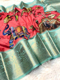 Printed Kalamkari zari Saree (Baby Pink) UNV-SR-017