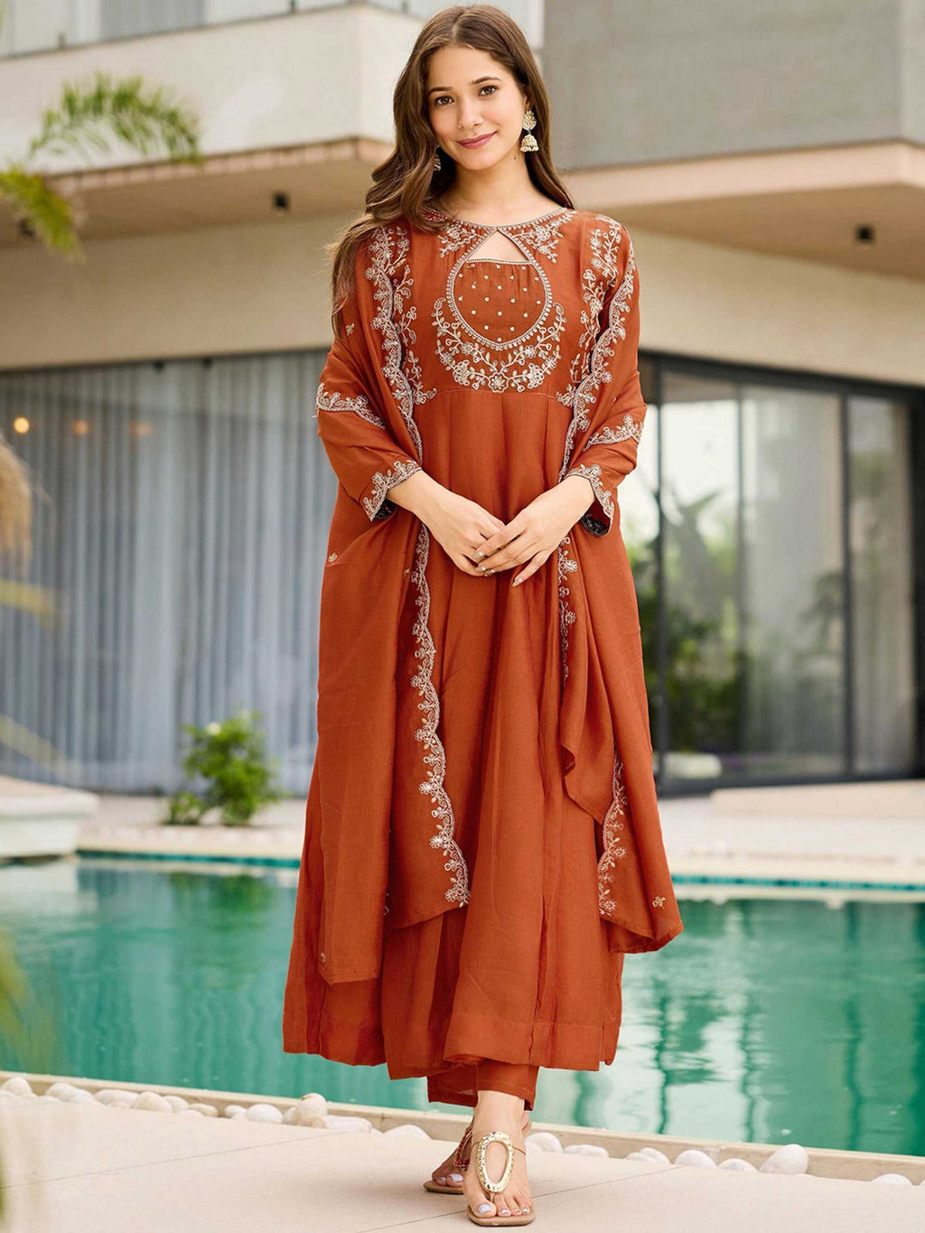 Vichitra Designer Embroidered Suit UNV-ST-029