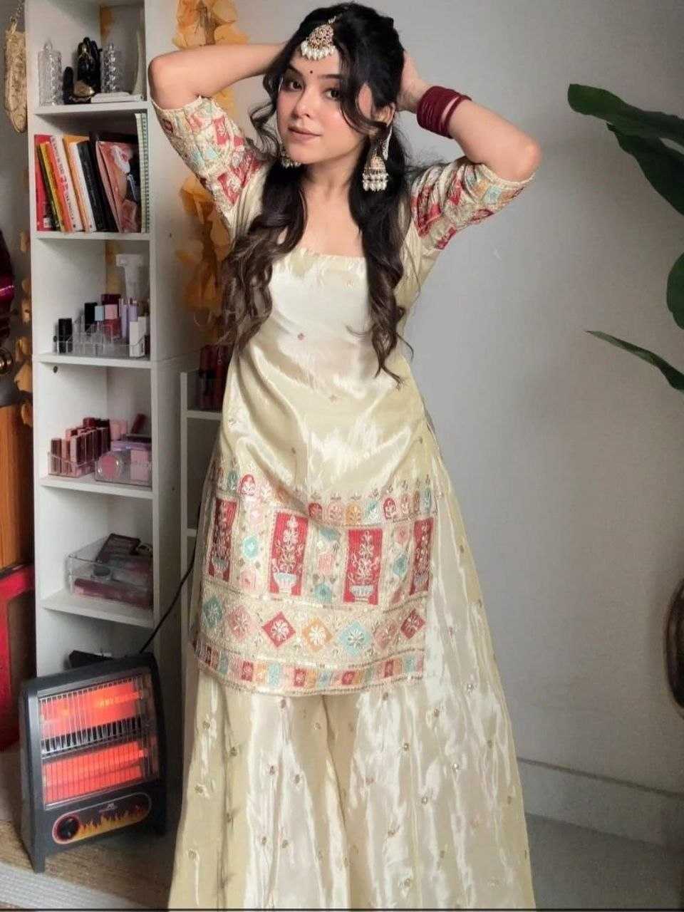 Viscose Embroidered Sharara Salwar Suit UNV-ST-010