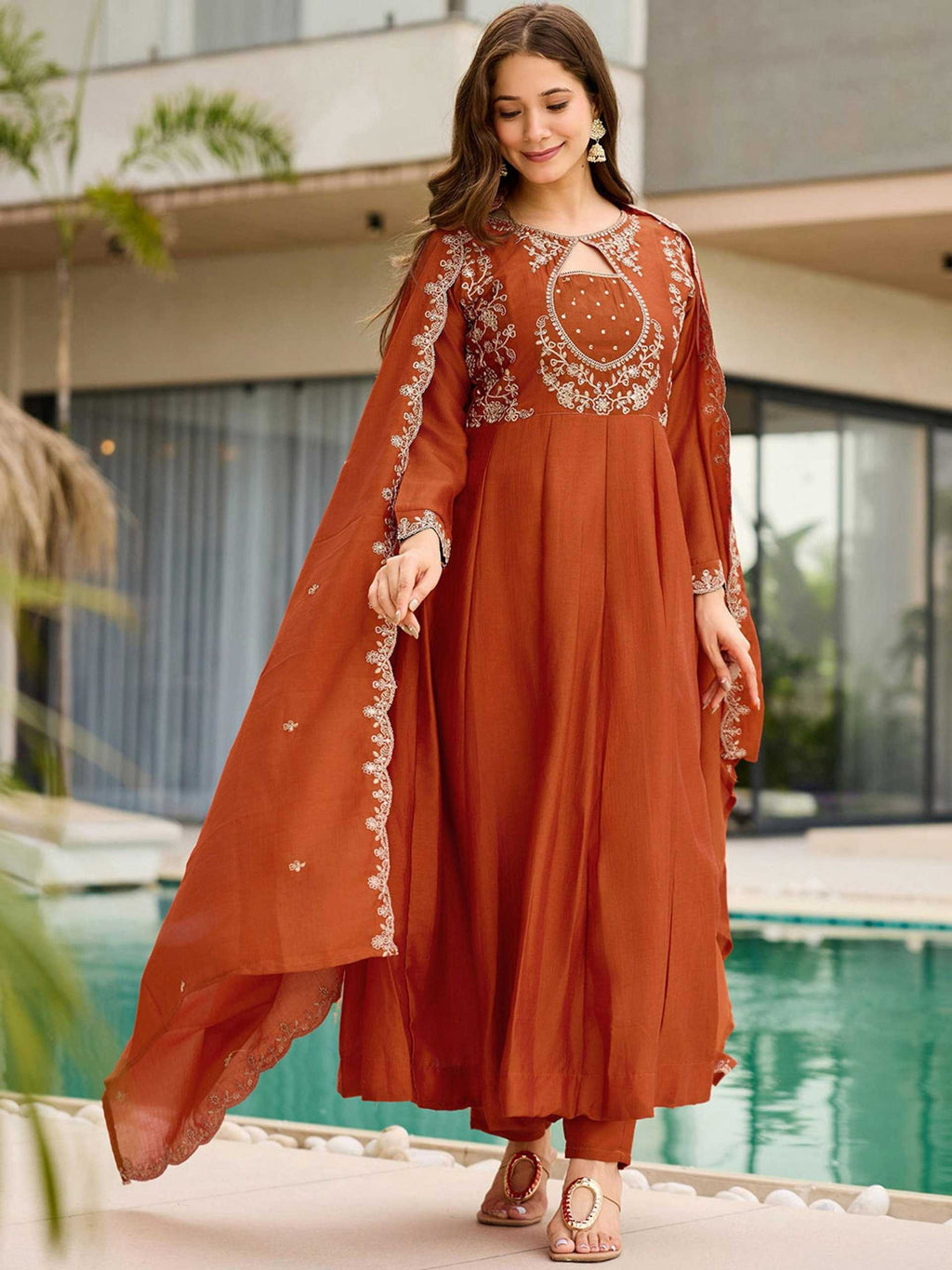 Vichitra Designer Embroidered Suit UNV-ST-029