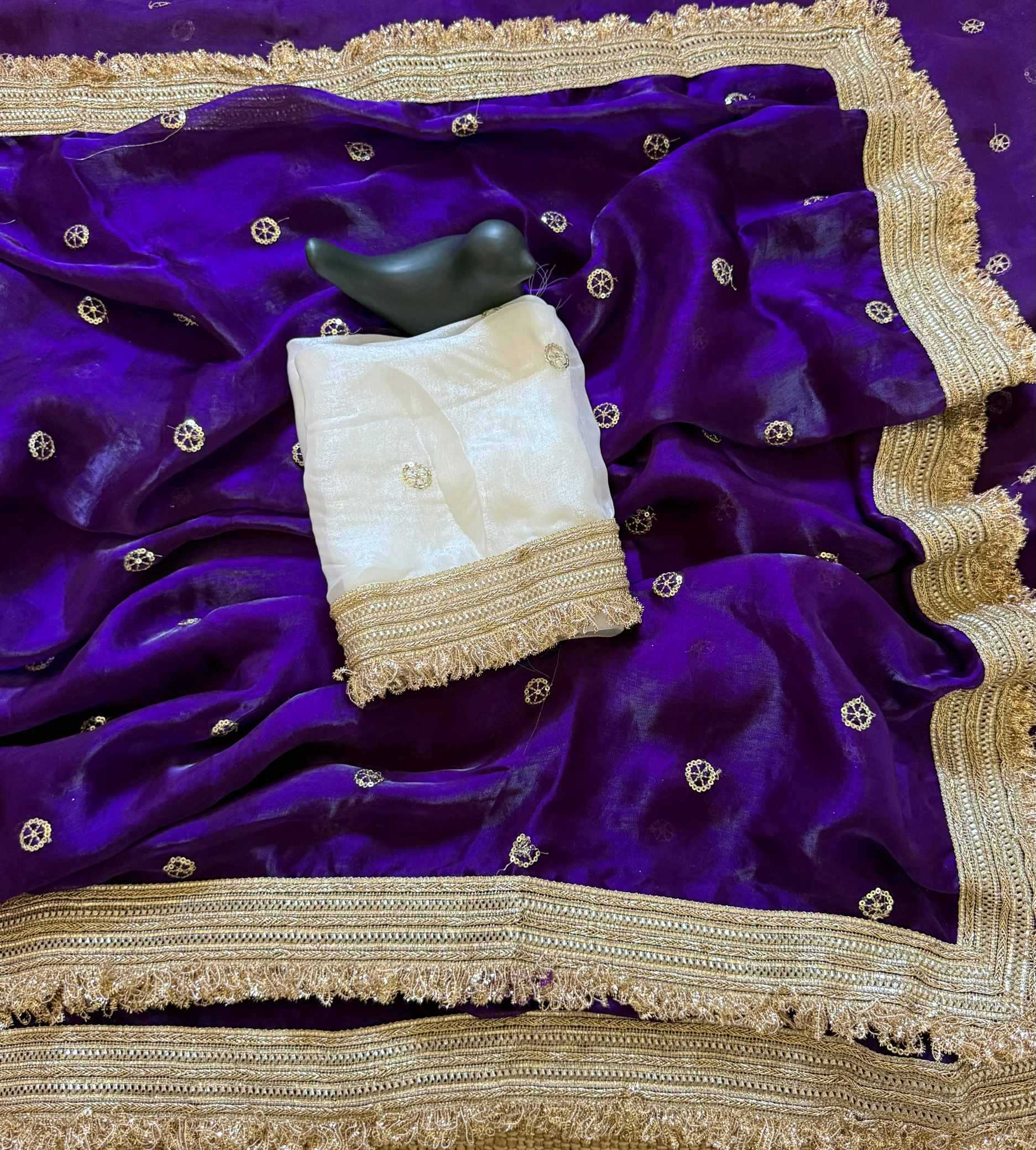 Satin Designer Ghazal saree (Violet) UNV-SR-022