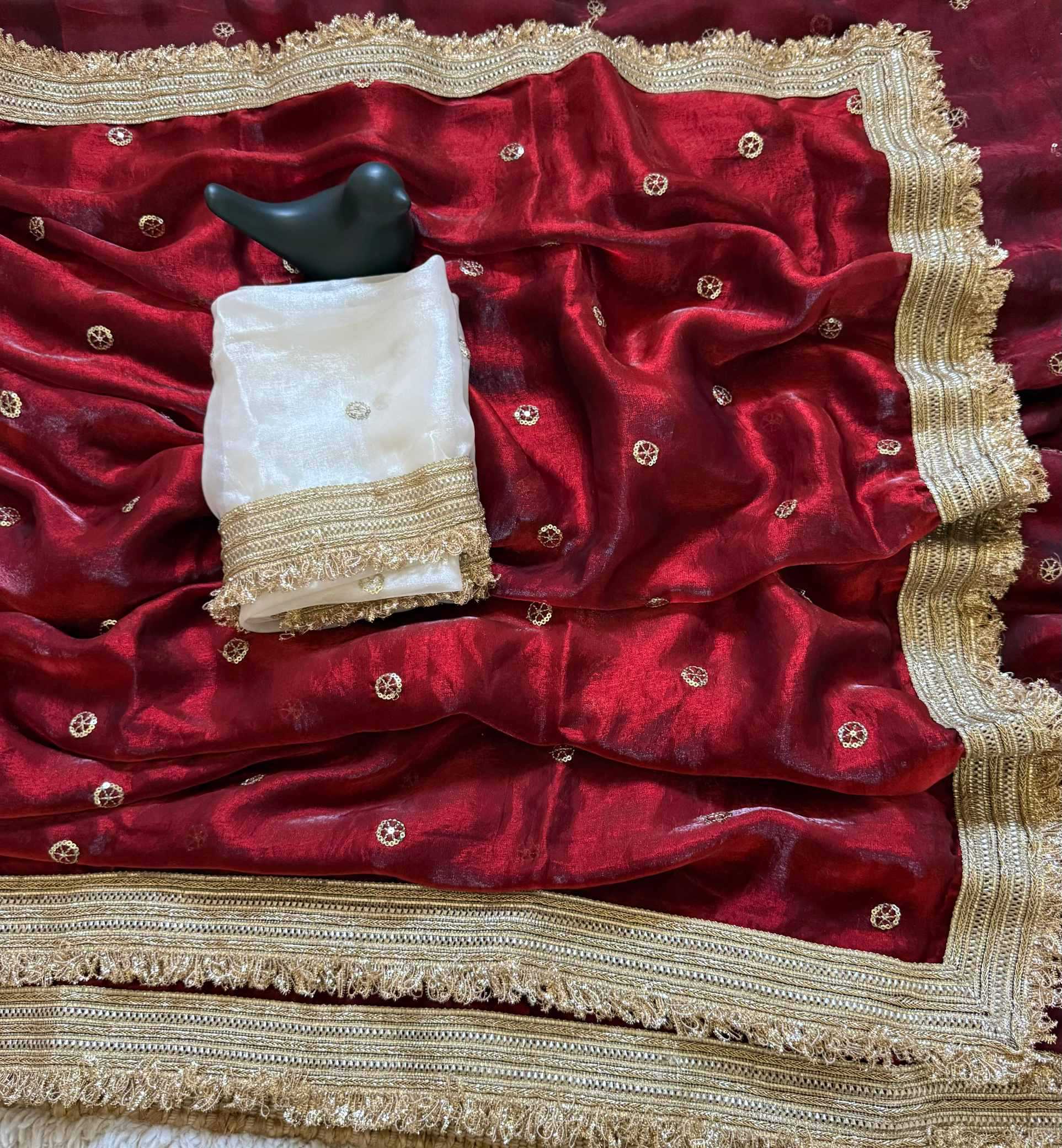 Satin Designer Ghazal saree (Wine) UNV-SR-022