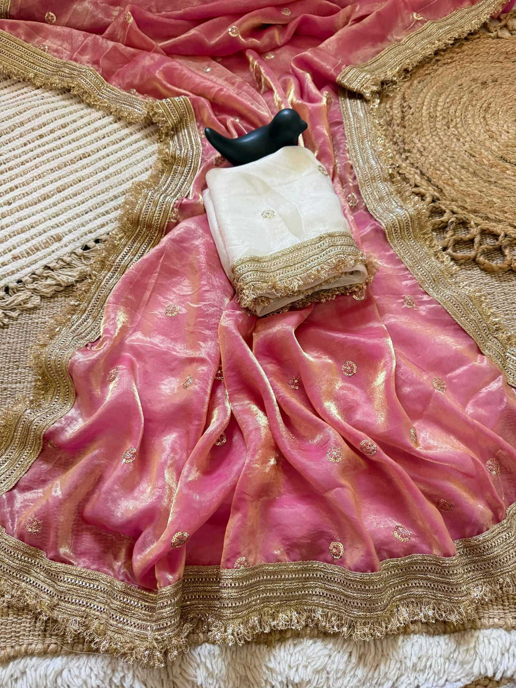 Satin Designer Ghazal saree (Peach) UNV-SR-022