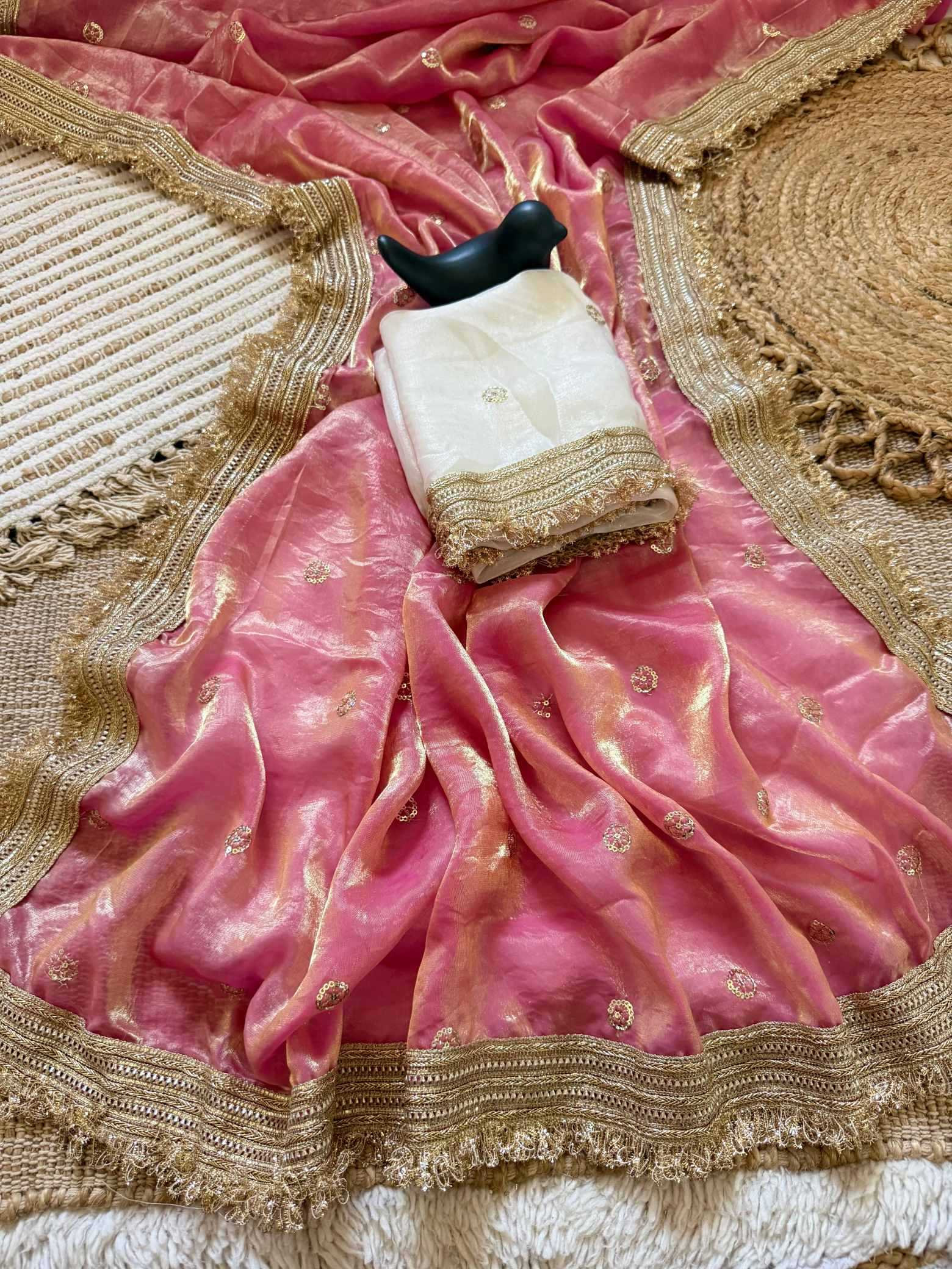 Satin Designer Ghazal saree (Peach) UNV-SR-022