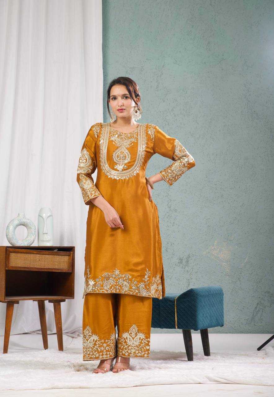 Chinon Silk Heavy Embroidery Suit