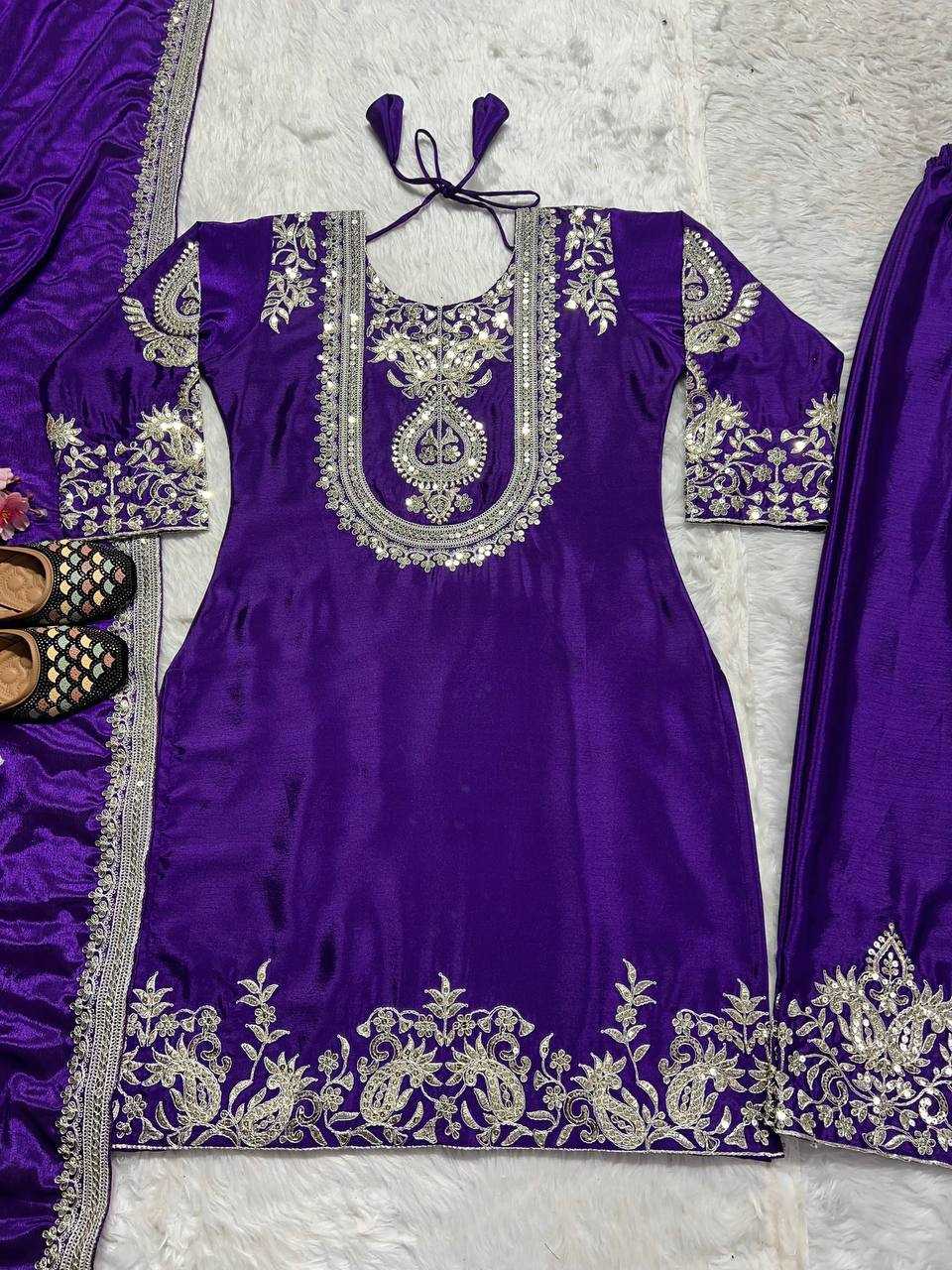 Chinon Silk Heavy Embroidery Suit