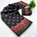 Printed Mulmul Cotton Saree (Black) UNV-SR-007