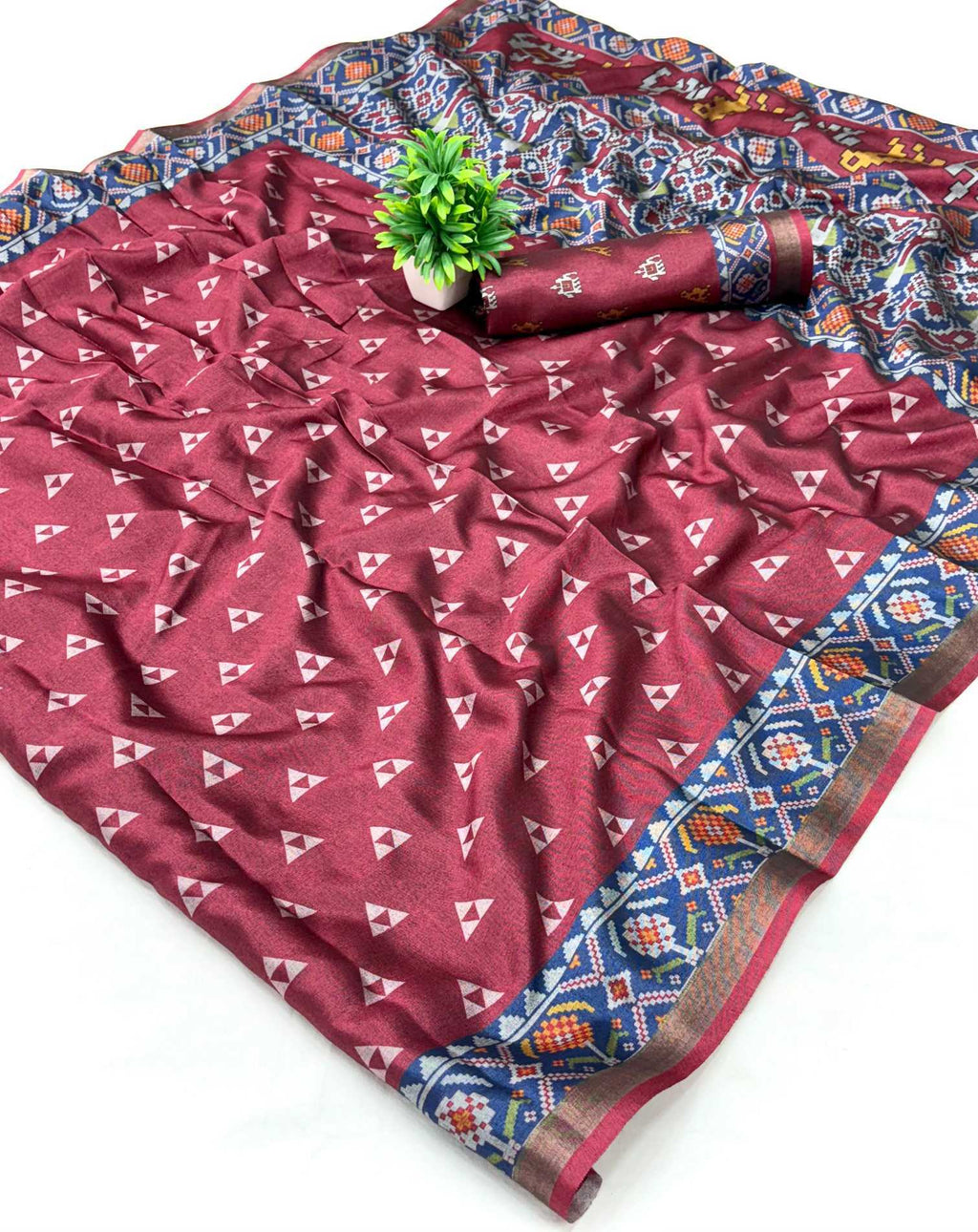 Printed Mulmul Cotton Saree (Red) UNV-SR-007