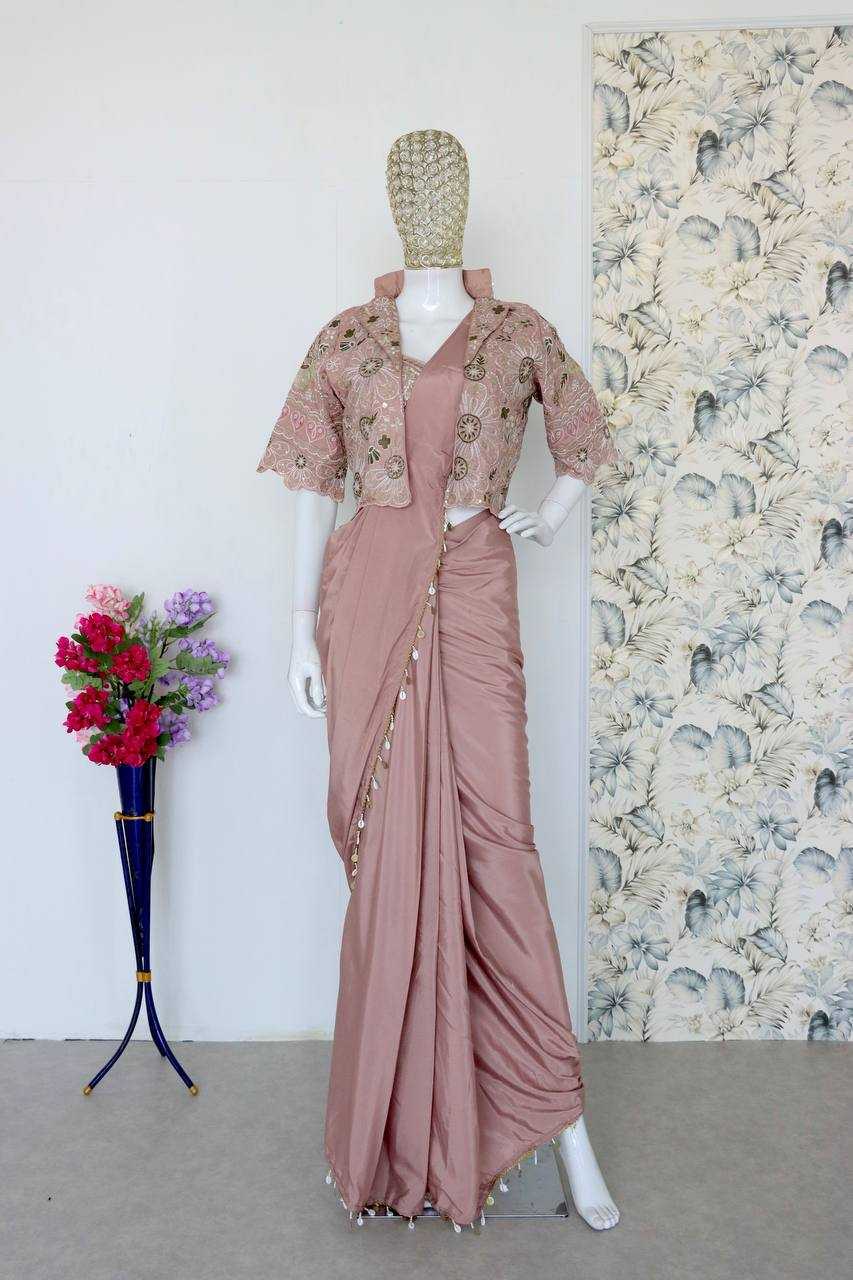 Crepe  Silk Ready to Wear Saree UNV-SR-015