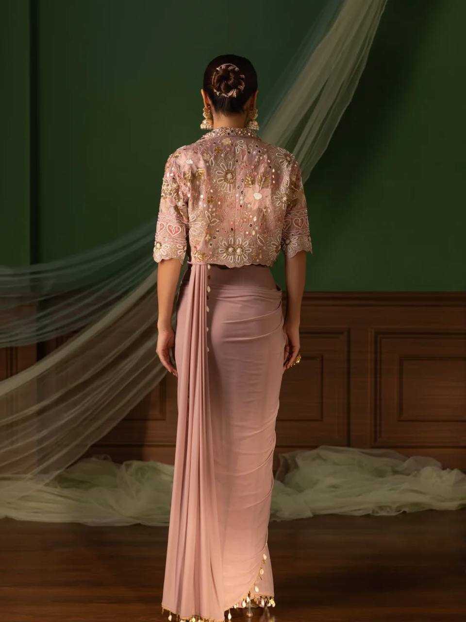 Crepe  Silk Ready to Wear Saree UNV-SR-015