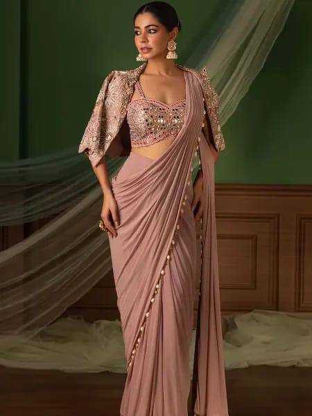 Crepe  Silk Ready to Wear Saree UNV-SR-015