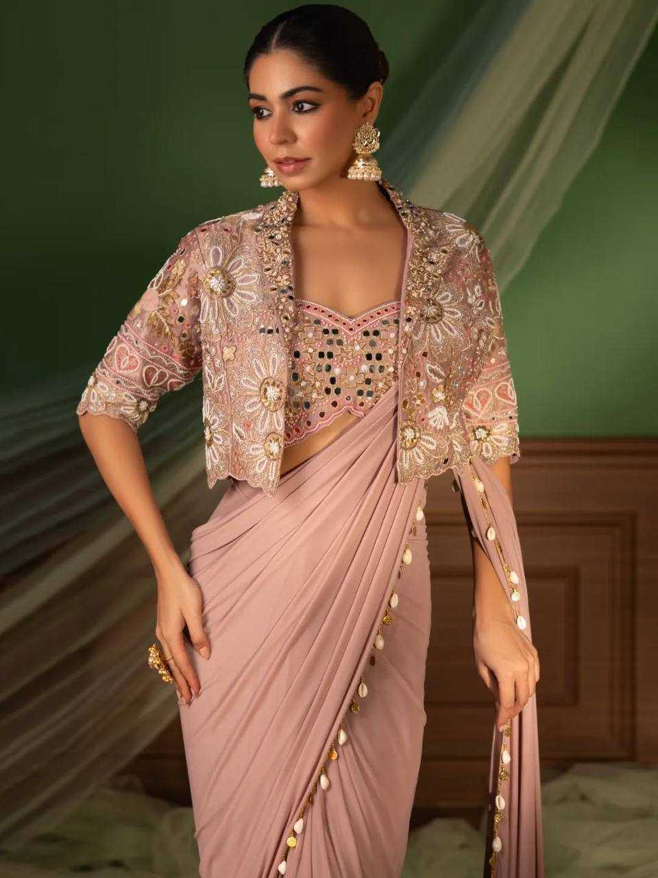 Crepe  Silk Ready to Wear Saree UNV-SR-015