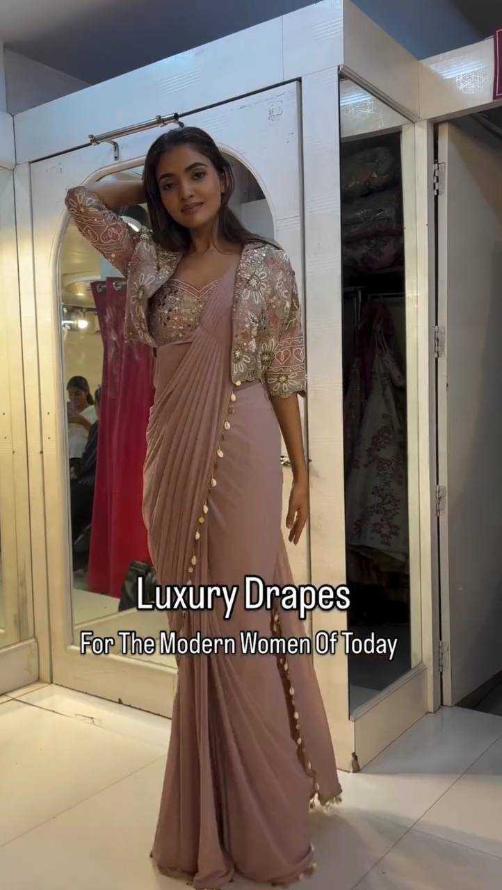 Crepe  Silk Ready to Wear Saree UNV-SR-015