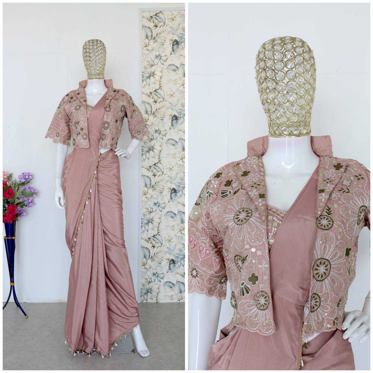 Crepe  Silk Ready to Wear Saree UNV-SR-015