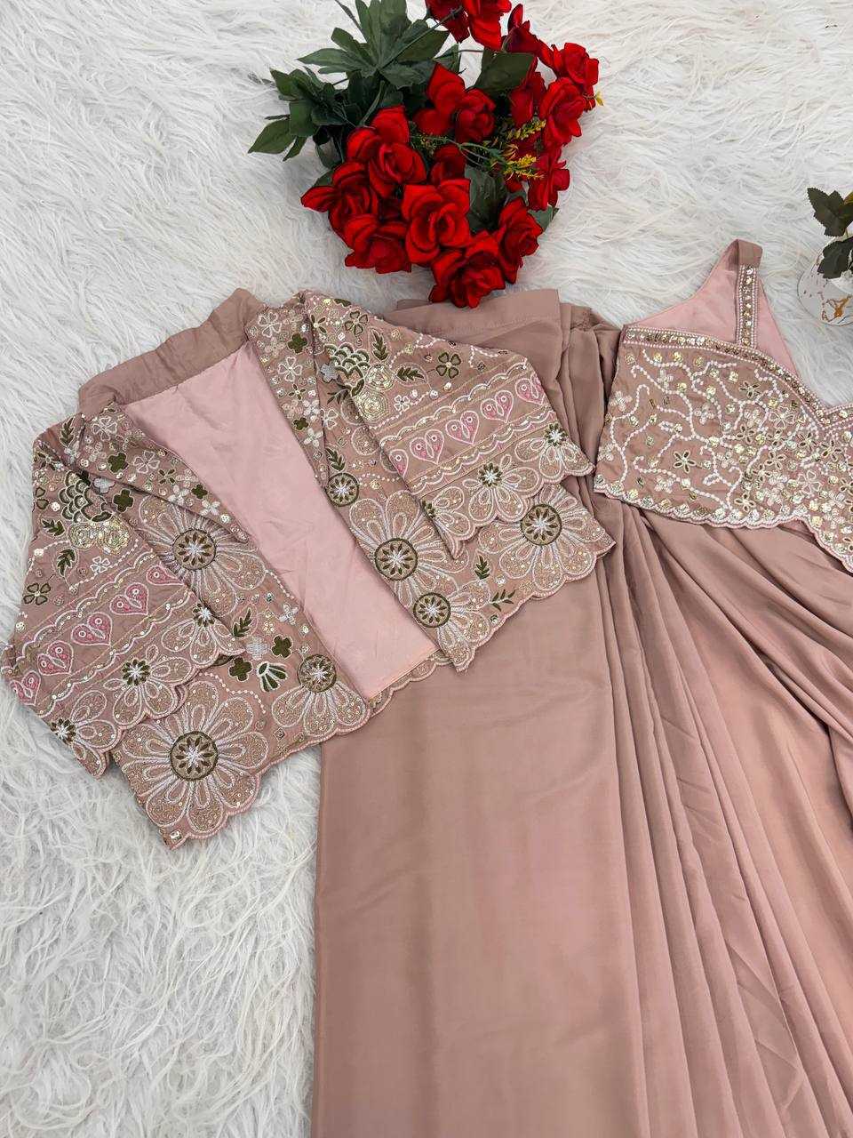Crepe  Silk Ready to Wear Saree UNV-SR-015