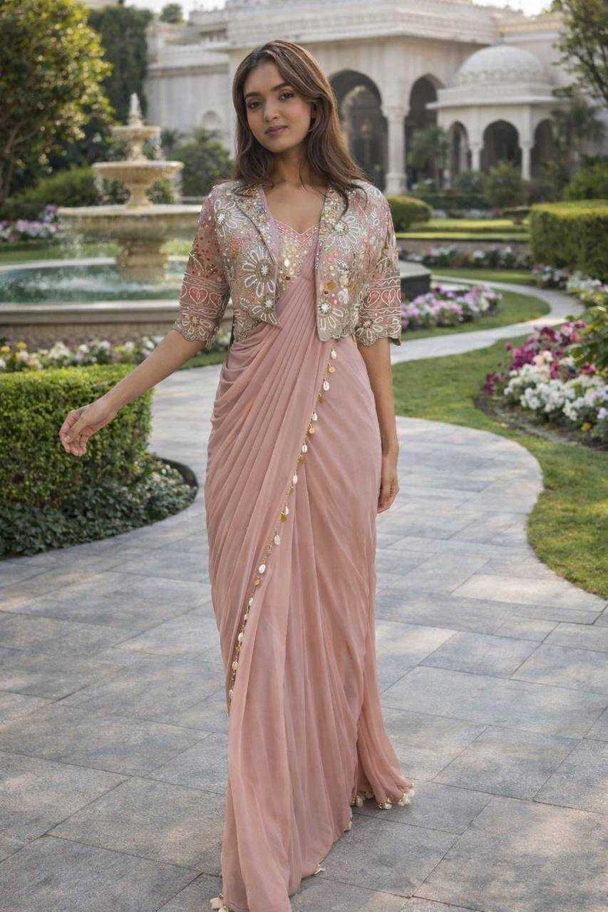 Crepe  Silk Ready to Wear Saree UNV-SR-015