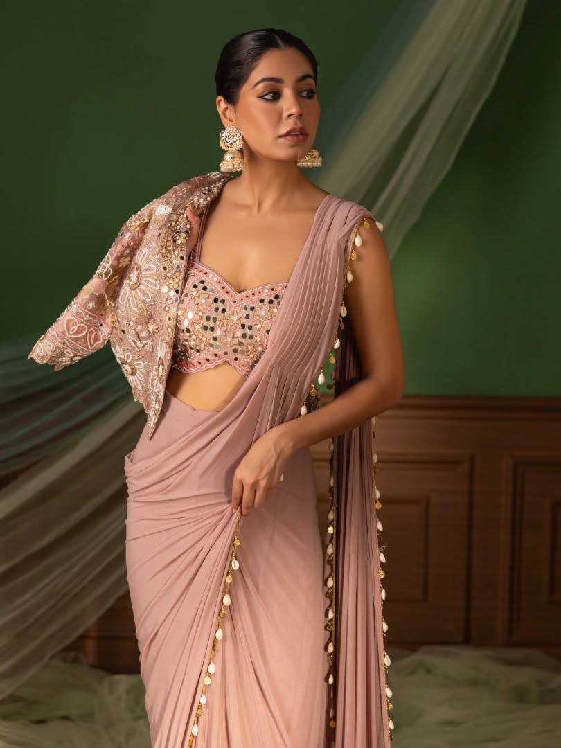 Crepe  Silk Ready to Wear Saree UNV-SR-015
