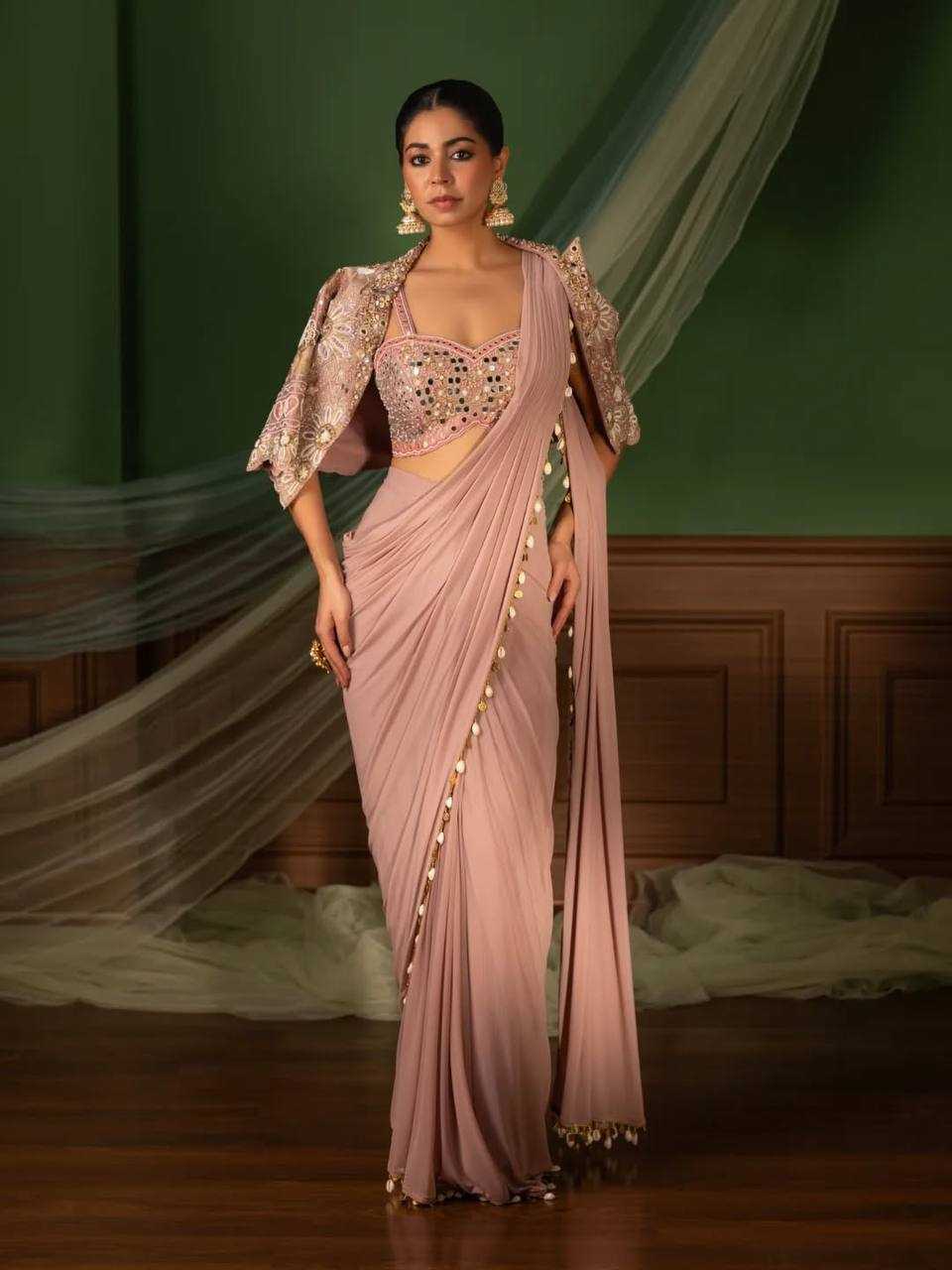 Crepe  Silk Ready to Wear Saree UNV-SR-015