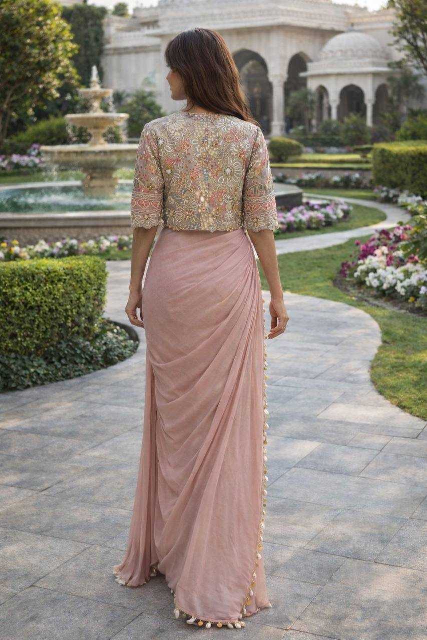 Crepe  Silk Ready to Wear Saree UNV-SR-015