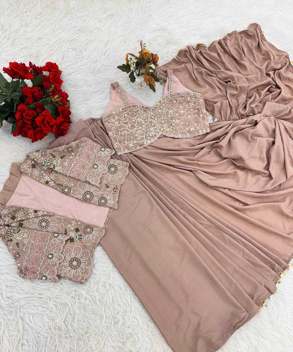 Crepe  Silk Ready to Wear Saree UNV-SR-015