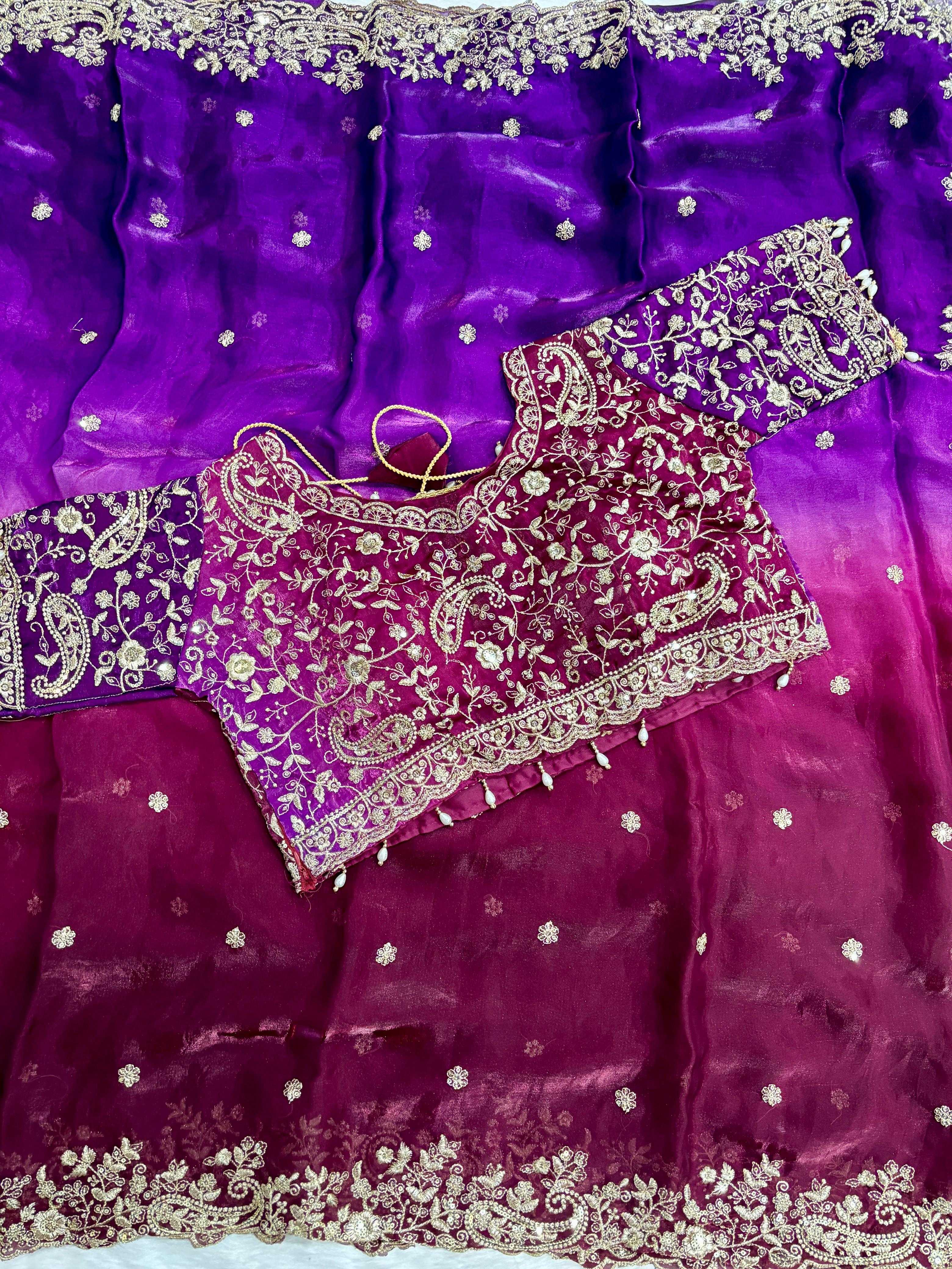Fendy Sequin Embroidered Cutwork saree (Wine) UNV-SR-009