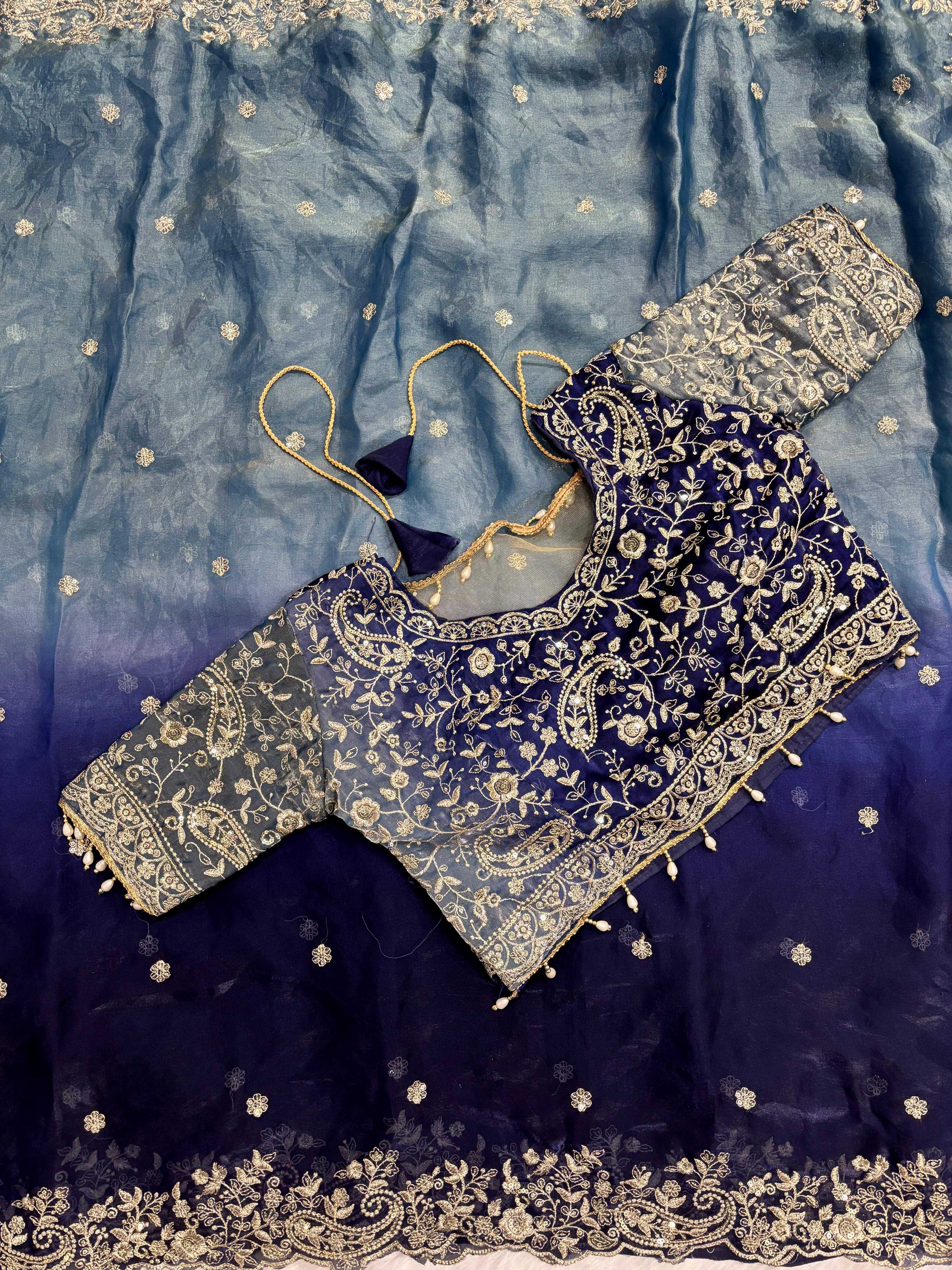 Fendy Sequin Embroidered Cutwork saree (Grey) UNV-SR-009