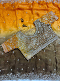 Fendy Sequin Embroidered Cutwork saree (Yellow Sea) UNV-SR-009