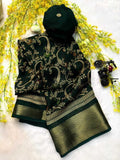 Fancy Georgette saree (Bottle Green) UNV-SR-011