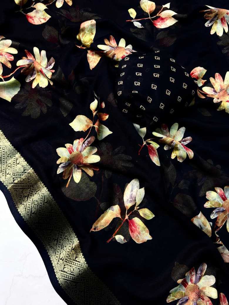Georgette Jacquard Saree UNV-SR-012